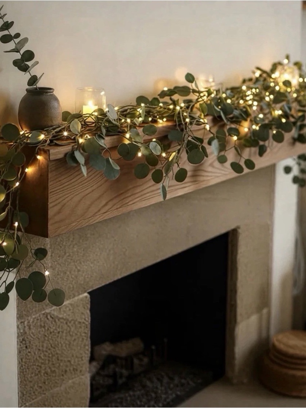 Green Eucalyptus Garland with Warm White LED Lights Holiday or Not - Picture 3 of 9